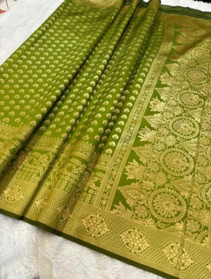 Banaras silk palace Woven Banarasi Art Silk Saree(Light Green)