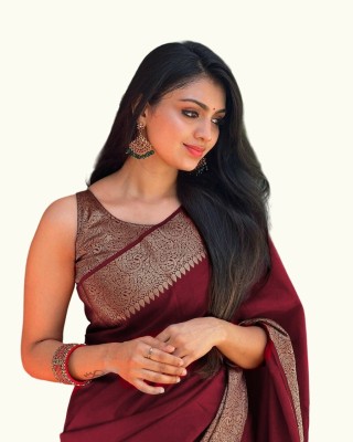 tapovan fashion Woven Banarasi Art Silk Saree(Maroon)