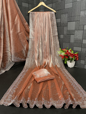 Jennyfab Embellished Bollywood Jimmy choo Saree(Pink)