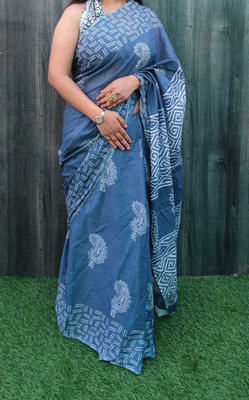 Tanishka Handicrafts Printed Daily Wear Cotton Blend Saree(Grey)