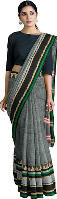 Joyguru Textile Self Design Handloom Cotton Blend Saree(Grey)