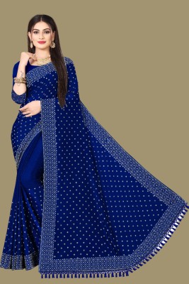 Madhavsaree Applique, Woven Daily Wear Art Silk, Chanderi Saree(Blue)