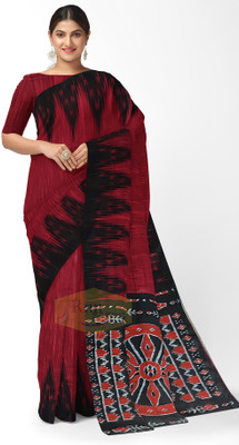 Rnn Saree Printed Sambalpuri Pure Cotton Saree(Red)