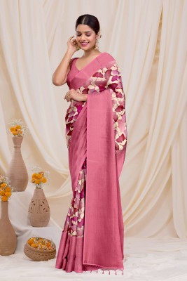 Dharmata Enterprise Digital Print Kanjivaram Cotton Silk Saree(Pink)