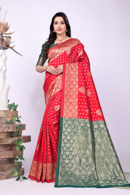 DDRS Fashion Self Design Bollywood Jacquard Saree(Red)