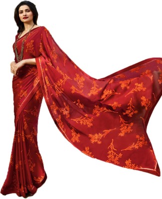 RAJESHWAR FASHION Printed Bollywood Silk Blend Saree(Red)