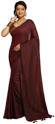 cloud vastra Solid/Plain Handloom Pure Cotton Saree(Maroon)