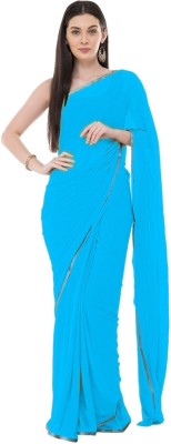 SainiVastra Solid/Plain Bollywood Chiffon Saree(Light Blue)