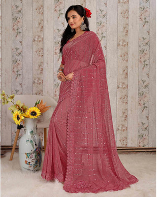 Amavii Embellished Bollywood Lycra Blend Saree(Pink)