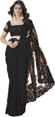 Tasrika Self Design Bollywood Net Saree(Black)