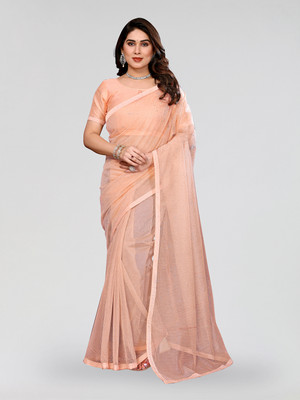 Moda Rapido Self Design Bollywood Net Saree(Orange)