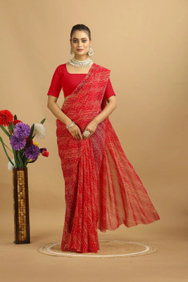 DURGACREATION Self Design Bollywood Georgette Saree(Red)