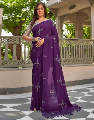 Papita Printed Bollywood Muslin Saree(Purple)