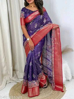 Dhanlaxmi CreationLLP Self Design, Woven Bollywood Cotton Silk Saree(Purple)