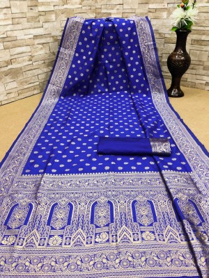 signagraph Woven Kanjivaram Satin, Tussar Silk Saree(Blue)