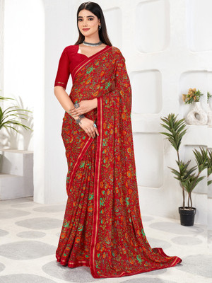 Sareemall Printed Bollywood Chiffon Saree(Red)