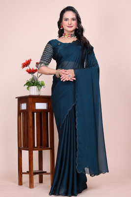 Zenophily Embroidered Maheshwari Chiffon Saree(Blue)