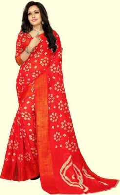 RUNAYA NX Printed Daily Wear Cotton Silk Saree(Red)