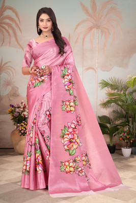 SMITSAREE Printed Bollywood Crepe Saree(Pink)