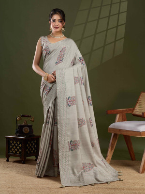 Pbs Prints Digital Print Banarasi Tussar Silk Saree(Green)