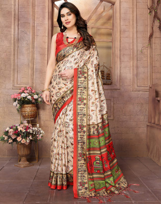 YASHIKA Printed Banarasi Art Silk Saree(Red)