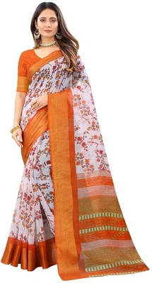 Grubstaker Self Design, Floral Print Daily Wear Cotton Silk Saree(Purple)
