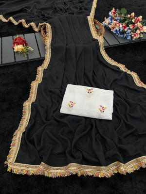 VINIT ENTERPRISE Embellished Bollywood Georgette Saree(Black)