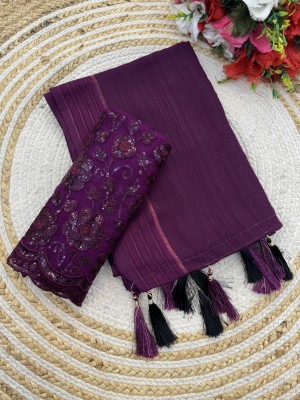 V AMAN FASHION Self Design Bollywood Georgette Saree(Purple)