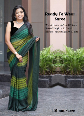 Riddhi textile Hub Printed Bollywood Georgette Saree(Green)