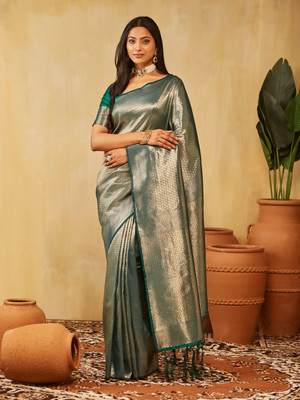 KASEE Self Design Banarasi Art Silk Saree(Green)