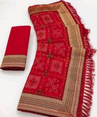 ZENFAB THREADS Self Design, Embroidered Bollywood Georgette, Lace Saree(Red)