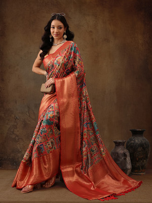 Divastri Digital Print Kanjivaram Silk Blend Saree(Multicolor)