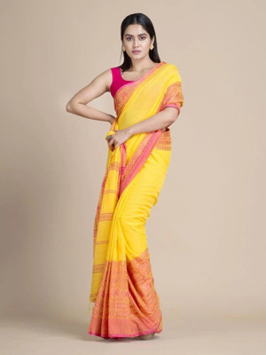 SUSHRITA BOUTIQUE Striped Handloom Cotton Blend Saree(Multicolor)