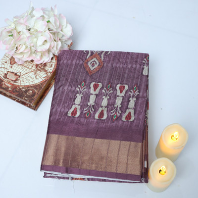 Muktasilk Digital Print Bollywood Silk Blend Saree(Purple)