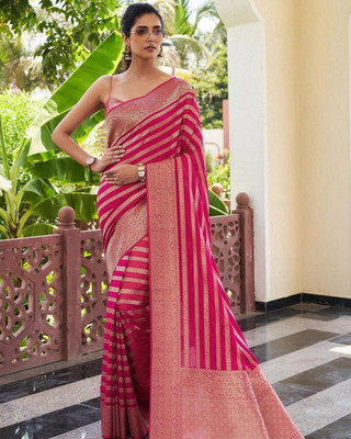 ZILVIRA Woven Banarasi Jacquard, Art Silk Saree(Pink)