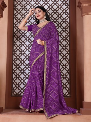 LADALI Embroidered Kanjivaram Art Silk Saree(Purple)