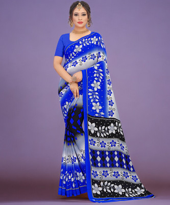Divastri Floral Print Daily Wear Georgette Saree(Multicolor)