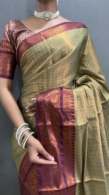 MM VENTURE Woven Banarasi Silk Blend Saree(Green)