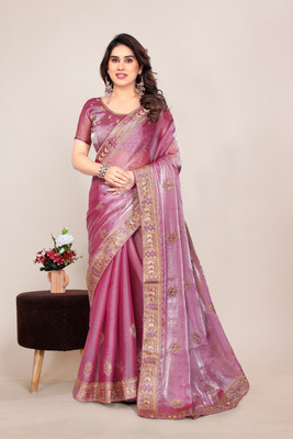 Radheradhey Embroidered Bollywood Jimmy choo Saree(Purple)