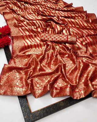 SWAMI STUDIO Self Design Banarasi Art Silk Saree(Red)
