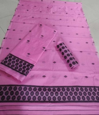 S P CREATION Woven Mekhela Chador Cotton Blend Saree(Pink)