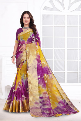 Aarunika fashion Printed Bollywood Organza Saree(Magenta)