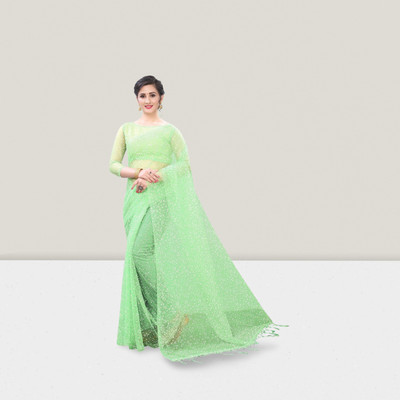 dharanterpris Self Design Bollywood Net Saree(Light Green)
