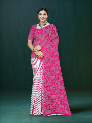 ANOUK Printed Daily Wear Georgette Saree(Pink)