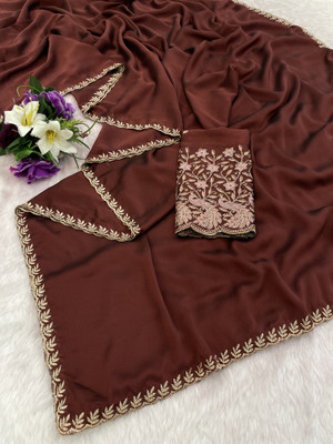 K 5 FASHION Embroidered Bollywood Georgette Saree(Maroon)