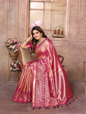 Tasrika Self Design Banarasi Pure Silk Saree(Magenta)
