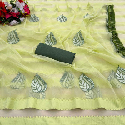 AAMONASTHA Embroidered Bollywood Net Saree(Light Green)