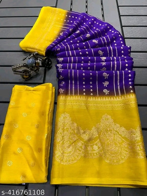 VD PRINTS Printed Leheria Silk Blend Saree(Red)