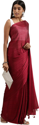 Akhilam Solid/Plain Bollywood Georgette Saree(Maroon)