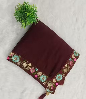 HouseOfCommon Embroidered Bollywood Georgette Saree(Maroon)